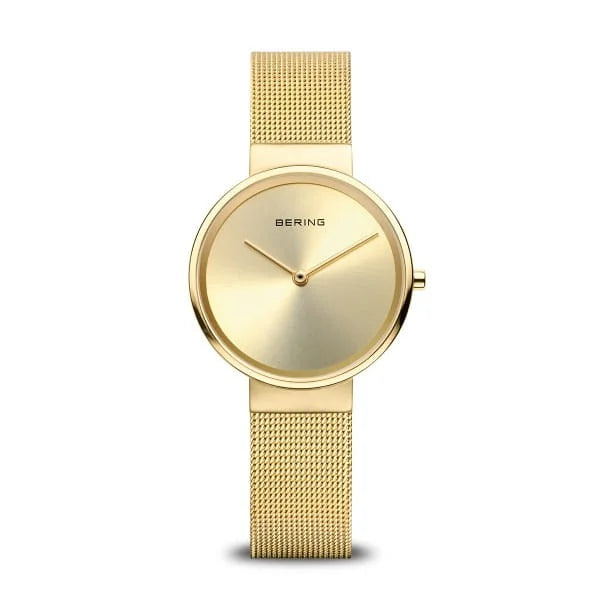 Ladies Classic Polished/brushed Gold Mesh Watch