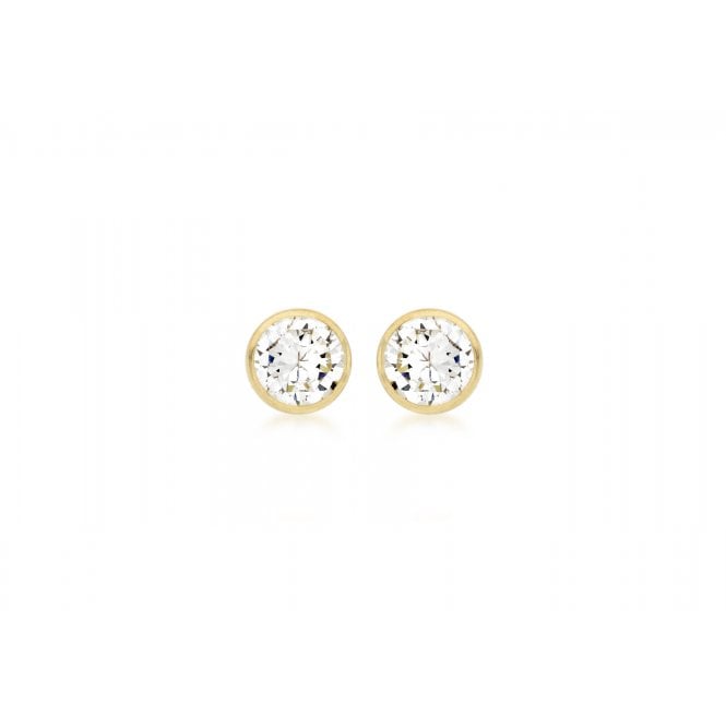 9ct Yellow Gold 4mm Round Cz Stud Earrings