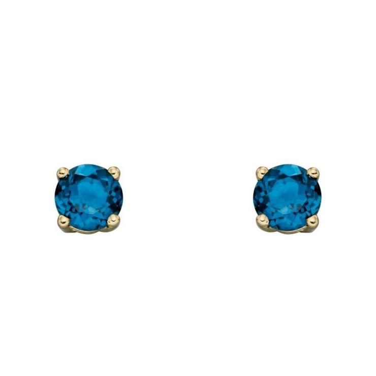 9ct Yellow Gold 4mm Blue Stud Earrings