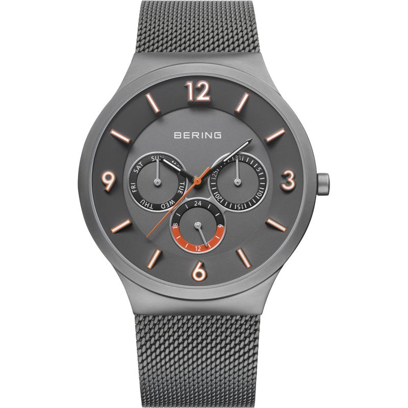 Gents Classic Brushed Grey, Grey Mesh Strap