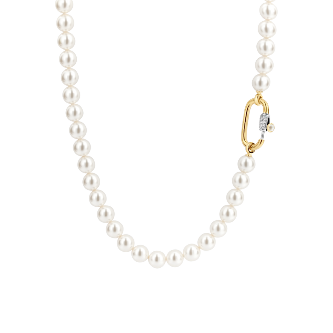 Ti Sento Gold Plated Necklace with White Pearls