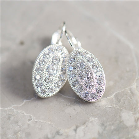 Oval Earrings with Clear Stones