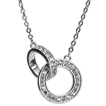 Silver Interlocking Circle Diamante Necklace