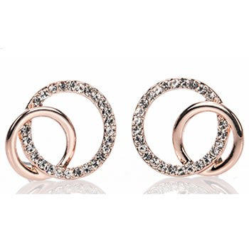 Rose Gold Diamanté Loop Earrings