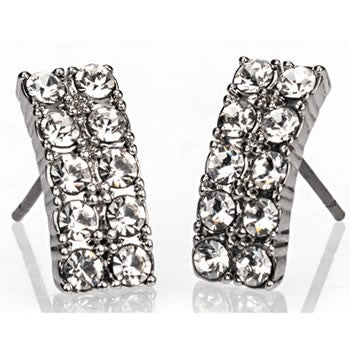 Silver Diamanté Bar Earrings