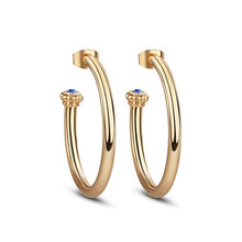 Load image into Gallery viewer, Hoop Earrings with Blue Stones
