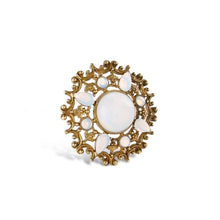 Load image into Gallery viewer, Round Brooch with Opal Coloured Stone Settings
