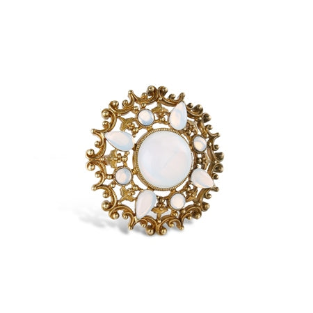 Round Brooch with Opal Coloured Stone Settings