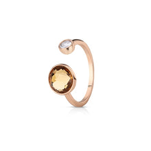 Load image into Gallery viewer, Newbridge Silverware Ring with Yellow Topaz and Clear Stone Settings
