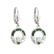 Load image into Gallery viewer, Connemara Marble Claddagh Drop Earrings
