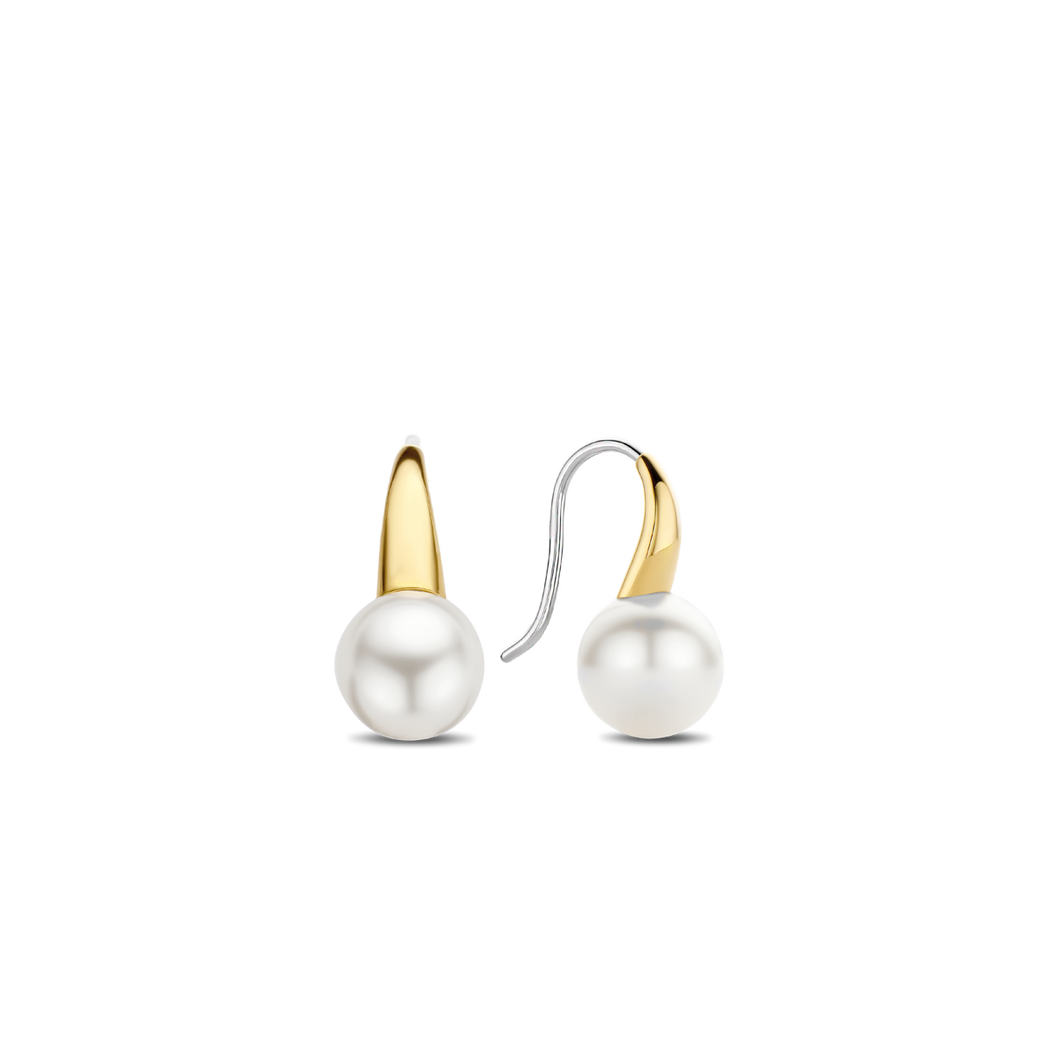 Ti Sento Gold Plated Drop Pearl Earrings