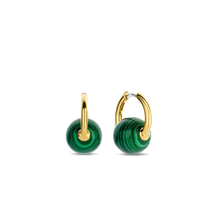 Load image into Gallery viewer, Ti Sento Gold Plated Malachite Stone Earring
