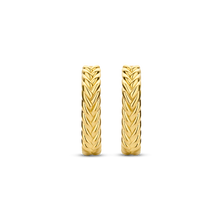 Load image into Gallery viewer, Ti Sento Gold Plated Silver Hoops Braided Pattern
