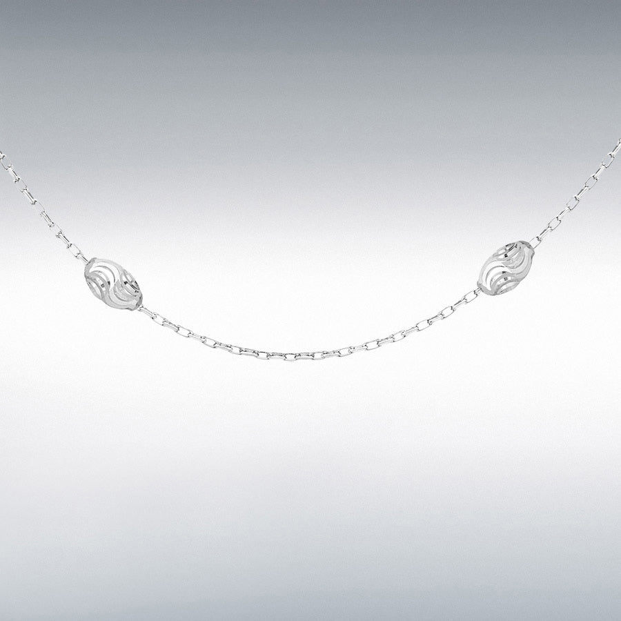 Sterling Silver Diamond Cut Ball and Trace Chain