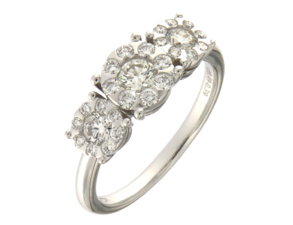 18K White Gold 3Stone Diamond Ring
