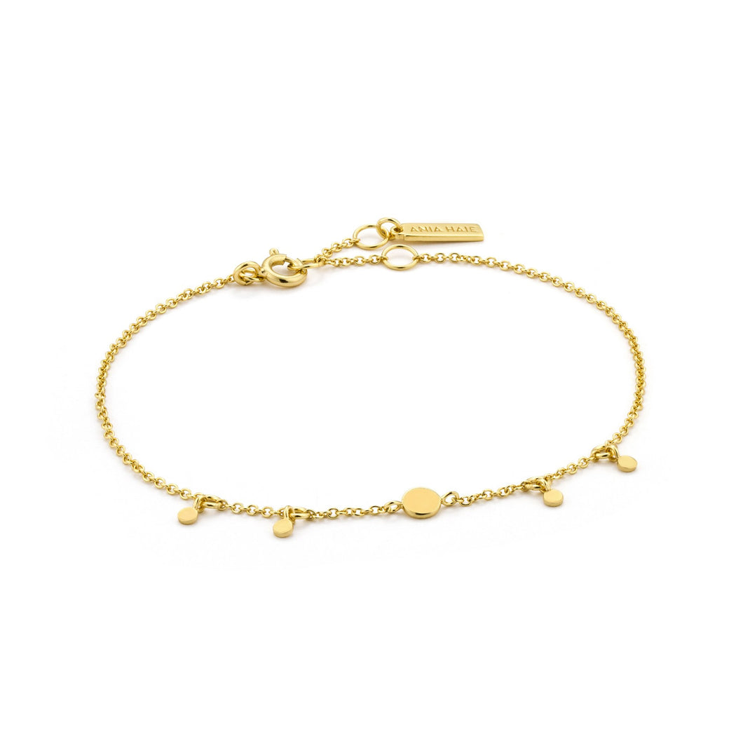 Gold Geometry Drop Discs Bracelet