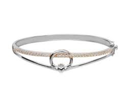 Sterling Silver Claddagh Bracelet with CZ Set in Rose