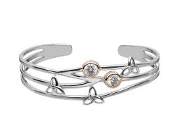 Sterling Silver Rose Gold Trinity Bangle