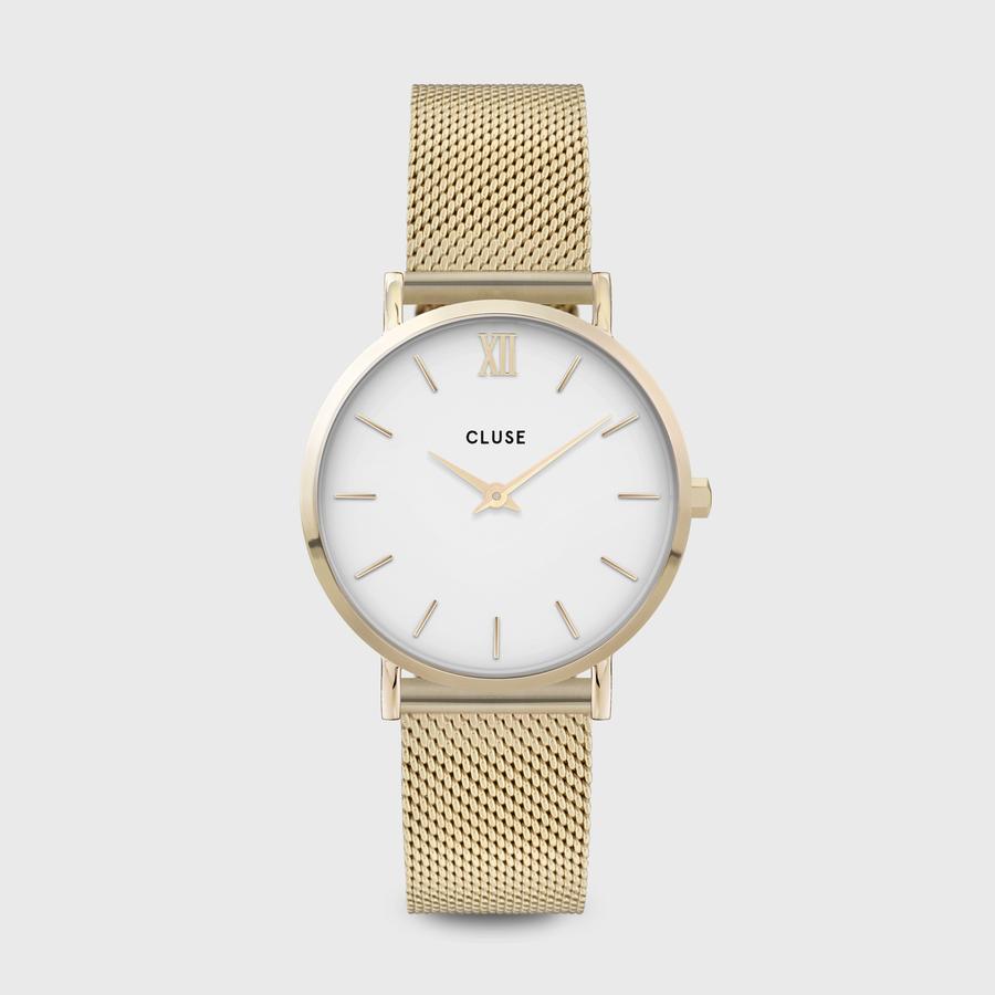 Cluse Minuit Mesh White, Gold Colour