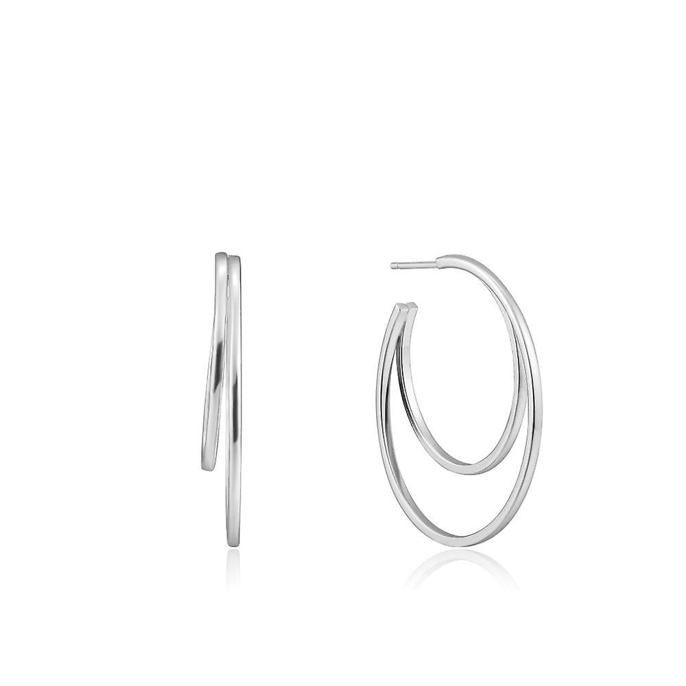 Sterling Silver Crescent Hoop Earrings