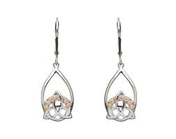 Sterling Silver & Rose Gold Trinity Earrings