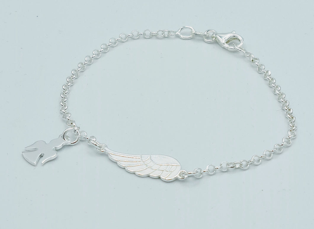 Sterling Silver Bracelet with angel & feather