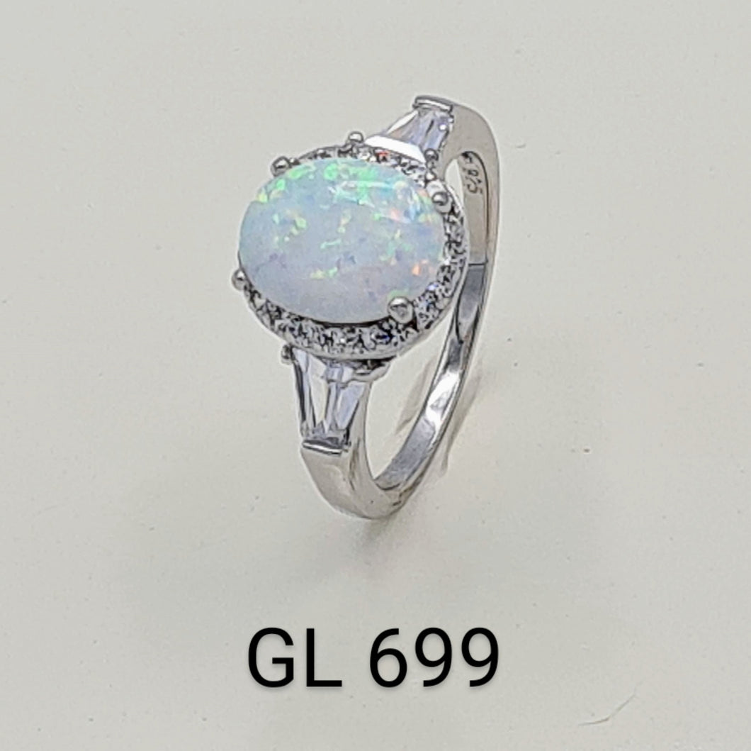 silver opal cz ring