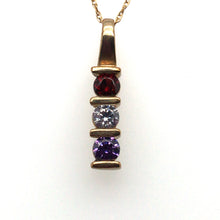 Load image into Gallery viewer, 9ct Yellow Gold Pendant with 3 Birthstones - Made to Order
