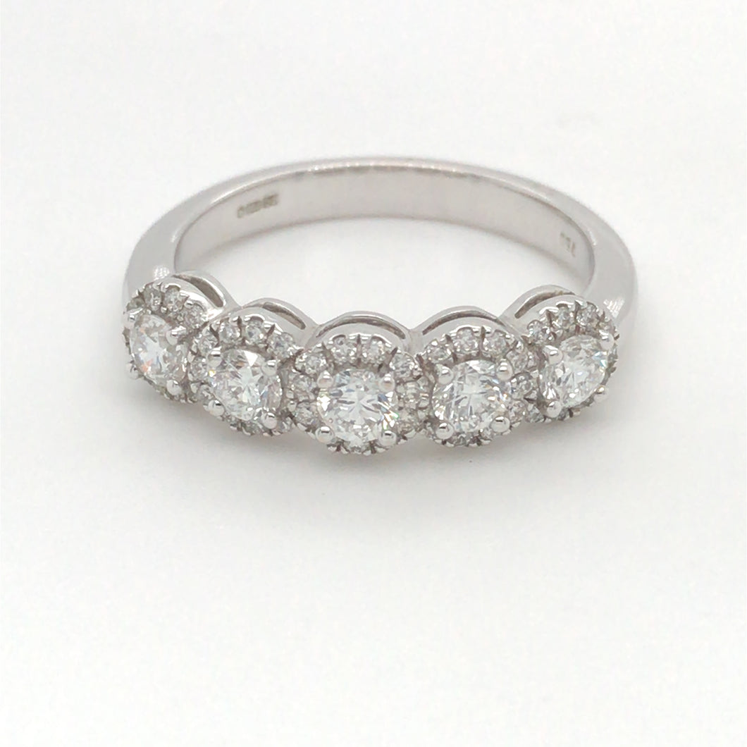 18K White Gold 5 Stone Diamond Ring