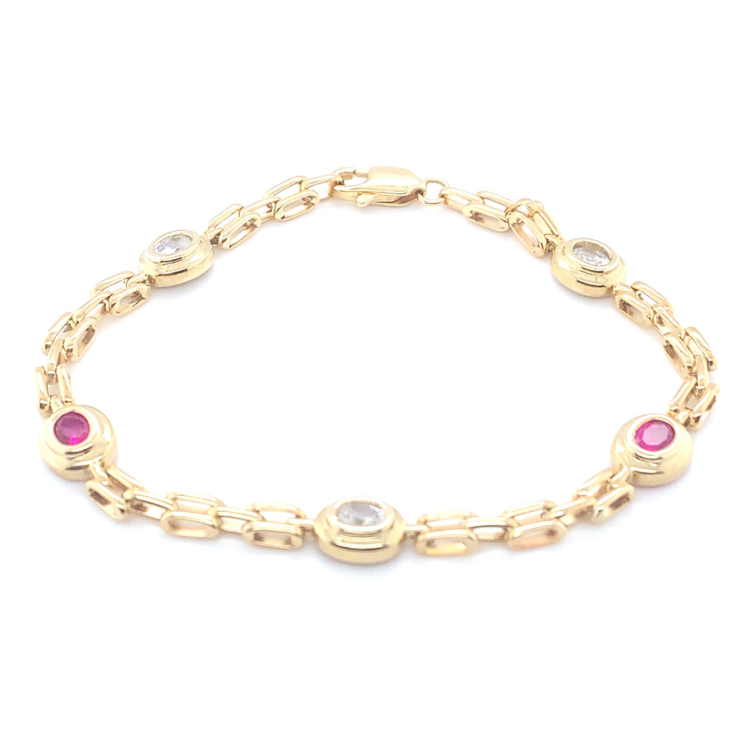 9ct Yellow Gold Bracelet with 5 Birthstones Made To Order