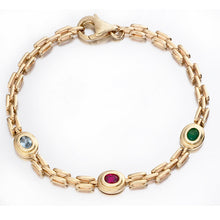 Load image into Gallery viewer, 9ct Yellow Bracelet with 3 Birthstones Made To Order
