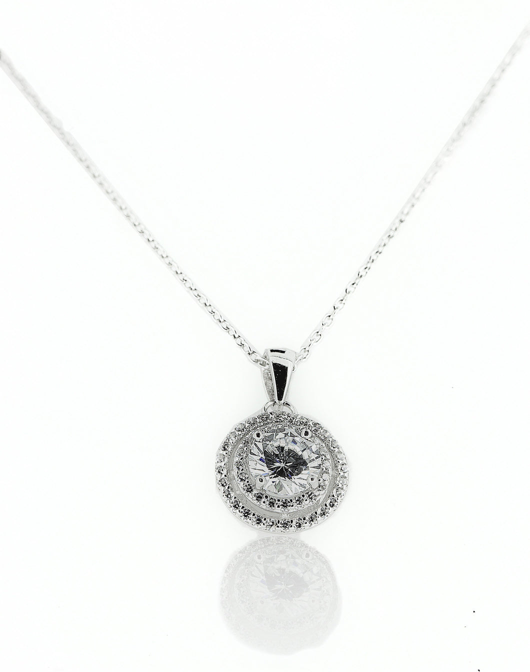 Sterling Silver Double Halo Pendant
