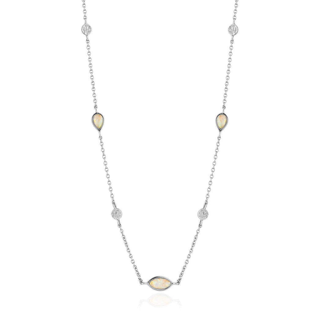 Opal Colour Silver Necklace