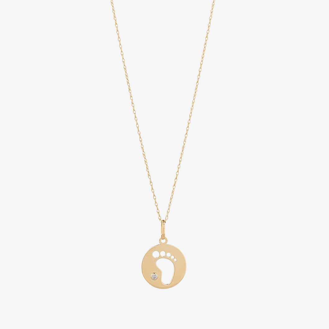 9ct Yellow Gold Baby Footprint Disk Pendant