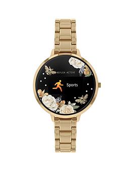 Series 3 Smart Watch with Floral Detail Colour Screen and Gold Stainless Steel Bracelet
