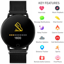 Load image into Gallery viewer, Series 5 Smart Watch with Heart Rate Monitor and Black Stainless Steel Mesh Strap
