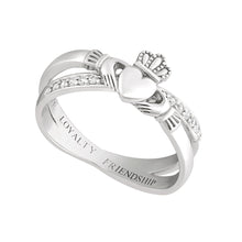 Load image into Gallery viewer, Silver Claddagh Kiss Ring
