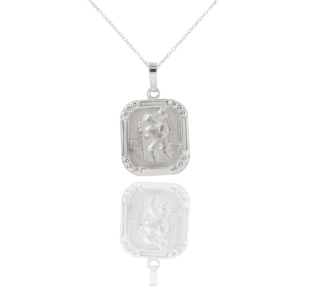 Sterling Silver Square St Christopher Medal