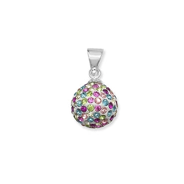Sterling Silver Multi Color Crystal Ball Pendant