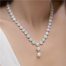 Load image into Gallery viewer, Cubic Zirconia Cluster Floral Necklace
