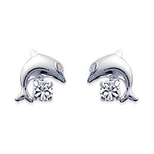 Sterling Silver  Dolphin Stud Earrings