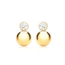 9ct Yellow Gold CZ Ball Drop Earrings