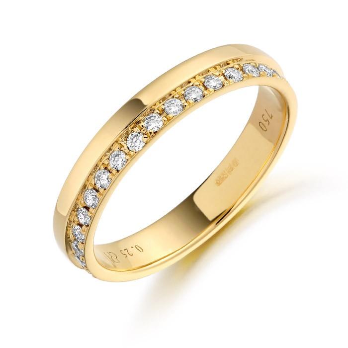 18K Gold 0.25ct Off set Diamond Wedding Gold Ring