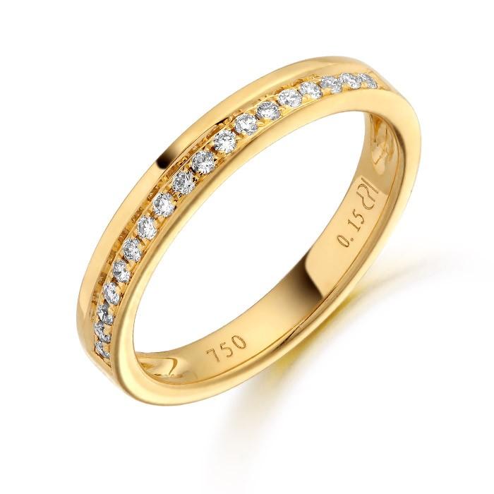 18K Gold 0.15ct Off set Diamond Wedding Ring