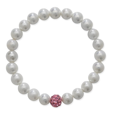 Kids Pearl Bracelet With Pink stone