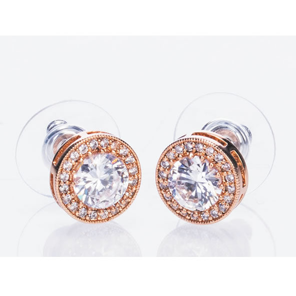 Rose Gold White Stones & Diamante Earrings
