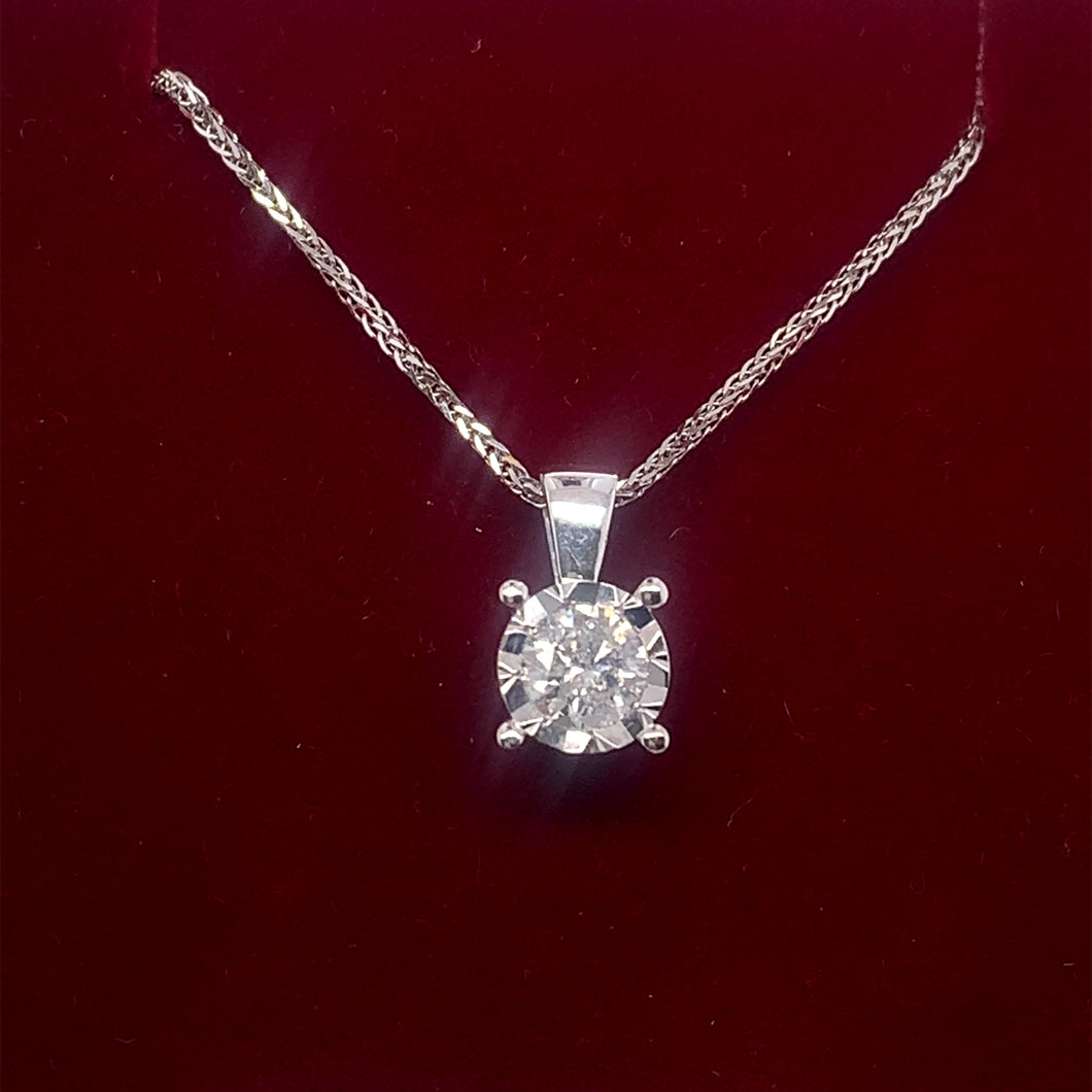 9ct Four Claw Solitaire Diamond Pendant