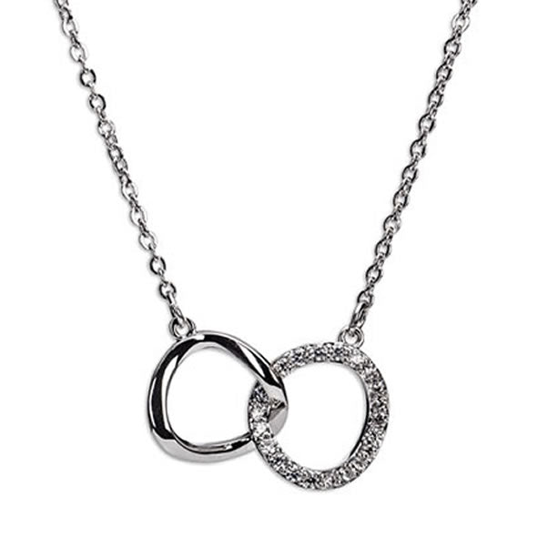 Silver Interlocking Diamante Rings Necklace