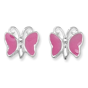 Sterling silver Pink Butterfly Earrings