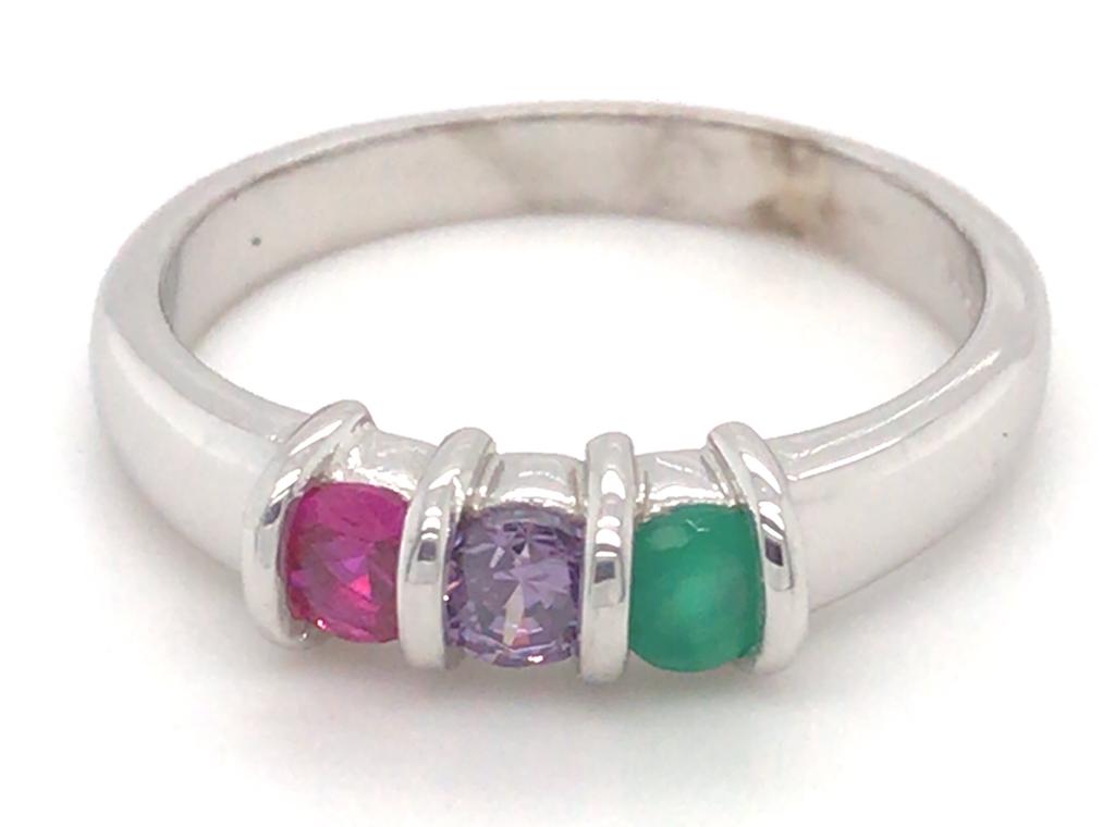 9ct White Gold 3 Birthstone Ring Made To Order